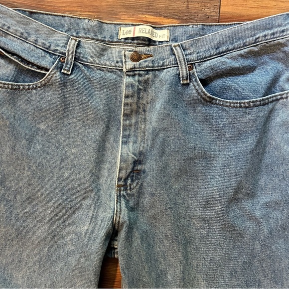 Vintage Lee Relaxed Fit Jeans 40x30 Light Wash USA Authentic 100% Cotton Denim - Picture 3 of 15